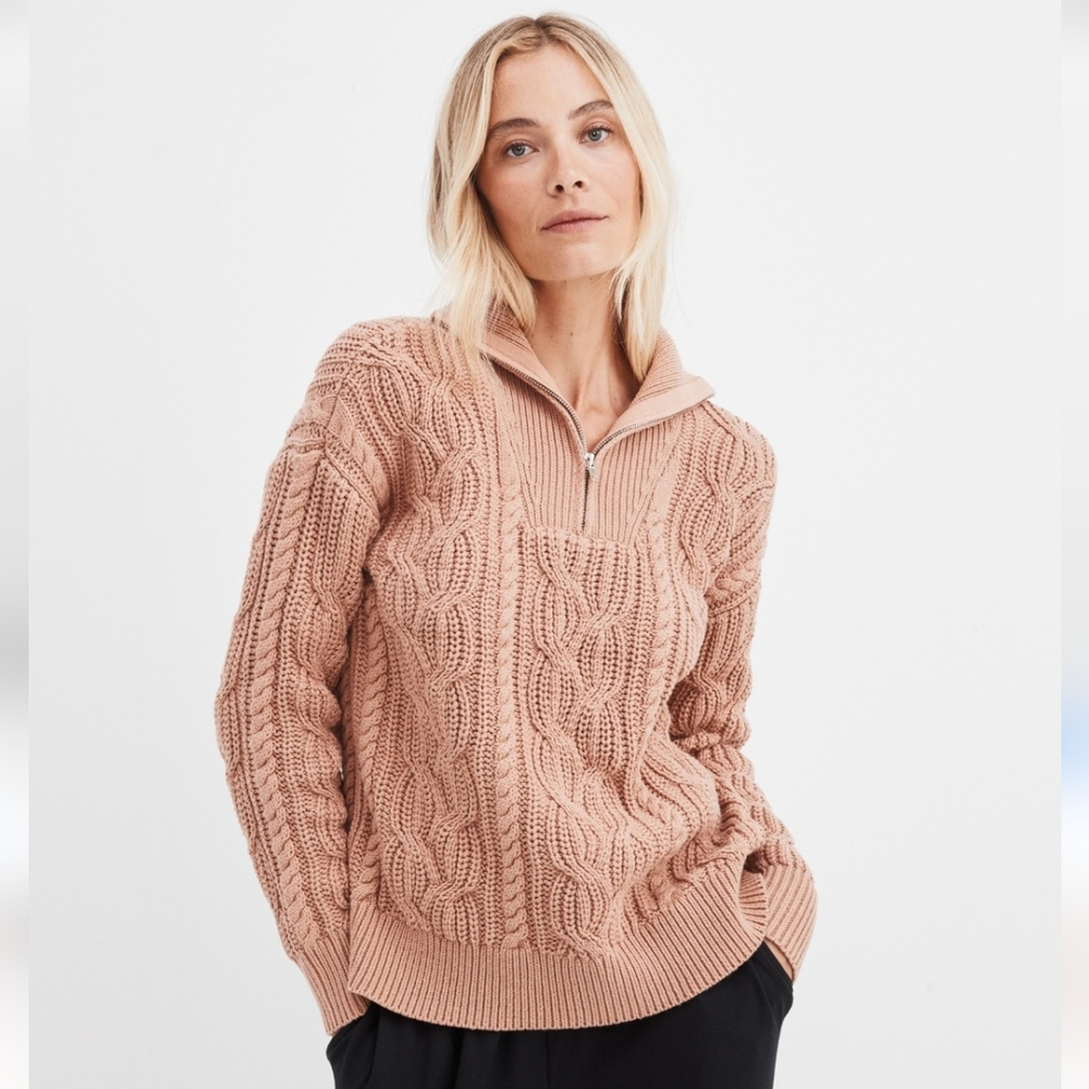 Haven Well Within Cable Knit Half-Zip Sweater